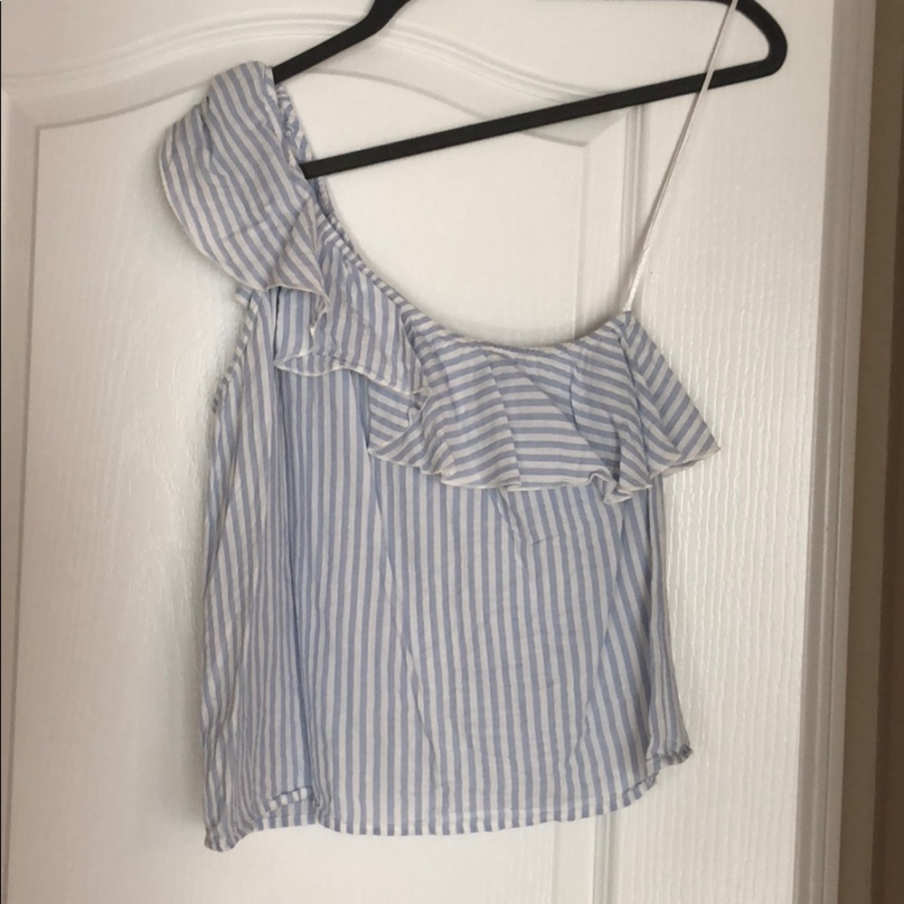 Baby blue & white off the shoulder top